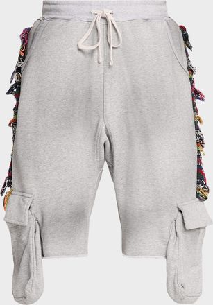 Alchemist Men & apos;s Victory Cotton Fringe-Trim Drawstring Cargo Shorts