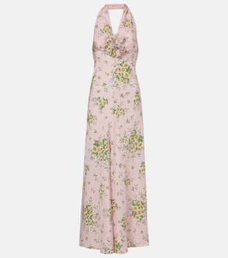 Rodarte Floral-appliqu&eacute; floral silk cr&ecirc;pe gown