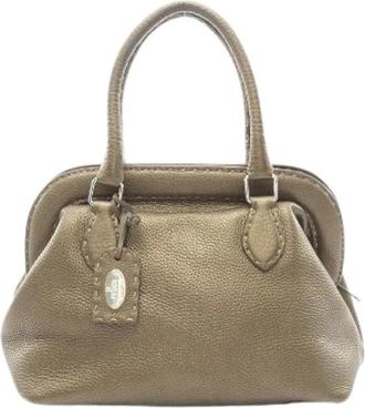 Fendi Pre-owned Handbags, female, Green, Size: ONE SIZE Pre-owned Selleria Leather Handbag