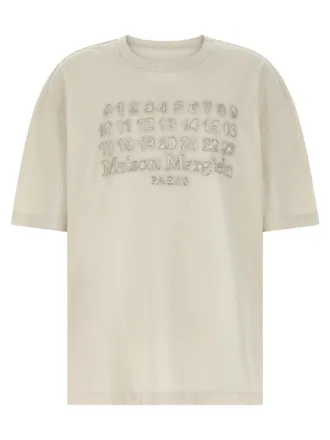 Maison Margiela Logo-Embroidered Cotton T-shirt - Beige
