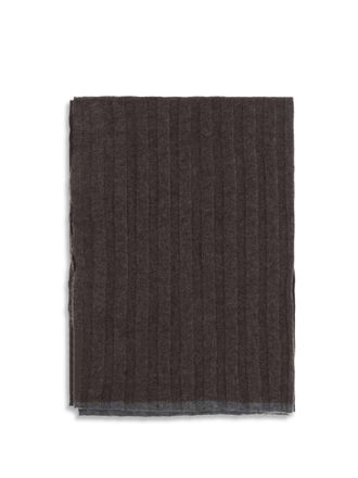 Brunello Cucinelli Mens Scarf Ribbed Cashmere Brown Scarfs