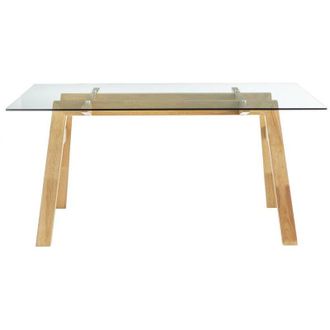 Miliboo Miliboo - Tavolo da pranzo di design in vetro trasparente e legno L160 cm bacco