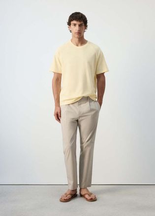 Mango Maglietta relaxed-fit misto cotone lino giallo pastello - Uomo - XXL - MANGO MAN