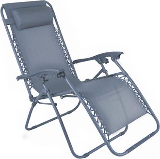 Oviala Sill&oacute;n reclinable de jard&iacute;n azul oscuro de acero y textilene