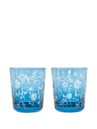 Pols Potten Tumbler a fiori - Blu