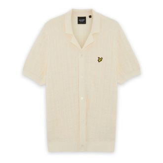 Lyle & Scott Mid Knits Jacquard Check Gebreid Resort Shirt - Heren - Vesten - Beige - XL - Katoen - Truien & Vesten