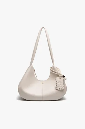 Ganni White Ivory Medium Hobo Bag