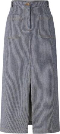 Sessun Cotton Blend Midi Rok - Dames - Midirokken - Blauw - M - Katoen - Rokken