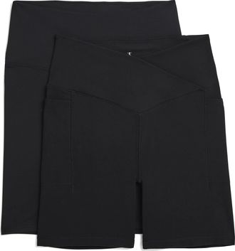 Danskin Womens 2-Pack 7 Active Bike Shorts, Black/Black, M