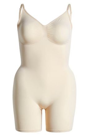 SKIMS Seamless Sculpt Mid Thigh Bodysuit in Sand at Nordstrom, Size Xx-Small
