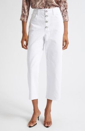 L'agence Liora High Waist Crop Stovepipe Jeans in Blanc at Nordstrom, Size 34