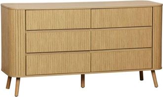 Sweeek 6-drawer chest, natural striated decor, W 150 x D 45 H 80cm