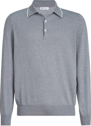 Brunello Cucinelli Cotton and cashmere knit polo in Dark Grey at Nordstrom, Size 44 It