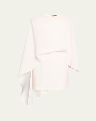 Halston Heritage Laure Asymmetric Draped Crepe Mini Dress