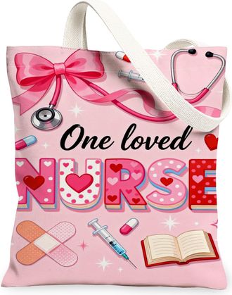 Generic Heart Pattern Canvas Tote Bags, Fun Peach Design Reusable Shopping Bags, Lightweight Washable Shoulder Strap Canvas for Eve, Peach, 13x15 Inch