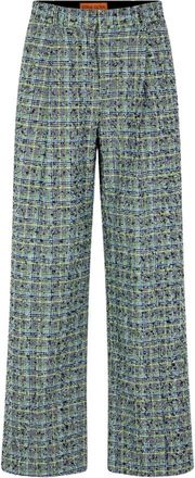 Stine Goya Elegante Wide-Leg Geruite Broek - Dames - Wijde Broeken - Blauw - M - Polyester - Broeken