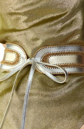 Cynthia Rowley Metallic Vegan Leather Belt in Gold at Nordstrom