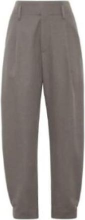 Brunello Cucinelli Taupe Wool Blend Tapered Trousers, Brand Size 42 (US Size 8)