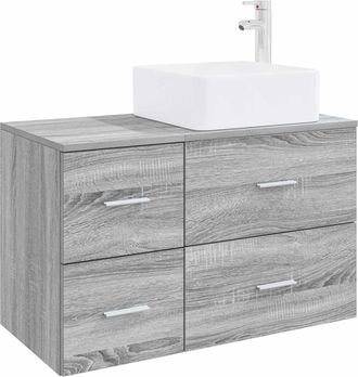 vidaXL Juego De Muebles De Ba&ntilde;o 2 Uds. Sonoma Gris Vidaxl