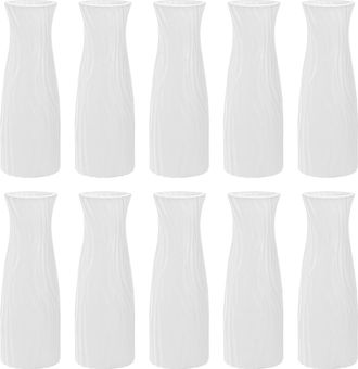 OEM Juego De 10 Jarrones C&oacute;nicos Blancos De Pl&aacute;stico Compuesto, Irrompibles, Ideales Para Decorar La Sala De Estar O La Mesa