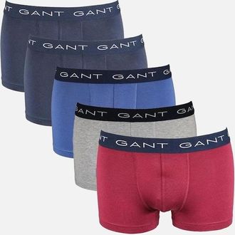 GANT Mens GANT 5-Pack Logo Waistband Boxer Trunks, Rich Wine - Red - Size: 32/33/32