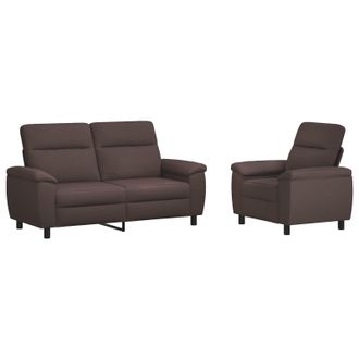 vidaXL Set Di Divani 2 Pcs Marrone Scuro Tessuto Vidaxl