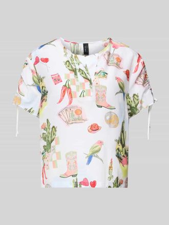 Marc Cain Regular Fit Bluse im Allover-Look in Weiss, Gr&ouml;&szlig;e 34