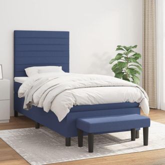 vidaXL Vidaxl - Cama Box Spring Con Colch&oacute;n Tela Azul 80x200 Cm