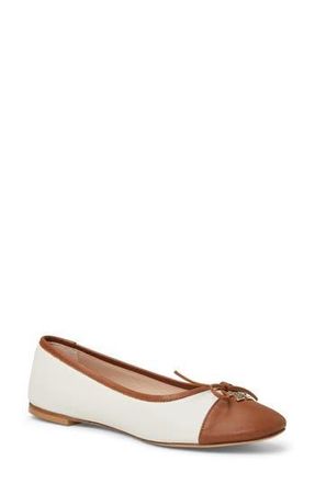 Bruno Magli Donatella Cap Toe Ballet Flat in Brown/Cream at Nordstrom Rack, Size 10.5