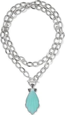 Kendra Scott Alexa Statement Womens Necklace Womens Necklace Vintage Silver Dark Teal Quartz, Brass