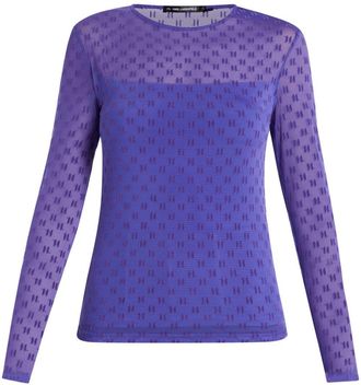 Karl Lagerfeld monogram-mesh T-shirt - women - Elastane/Polyamide - M - Purple