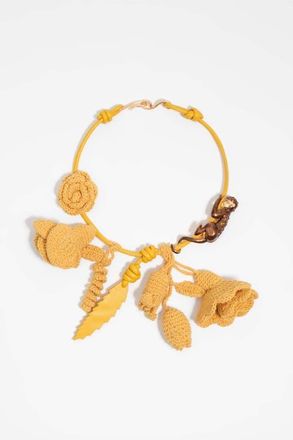 Bimba & Lola Mustard Monkey And Crochet Flowers Necklace at Nordstrom