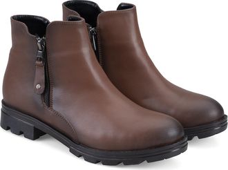 Desa Womens Faux Leather Boots - Flat Heel | Brown - 36