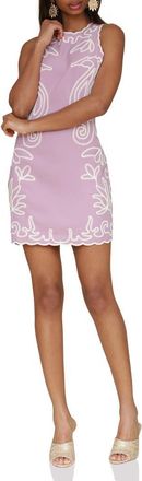 Avec Les Filles Embroidered Seahorse Sleeveless Minidress in Lavender at Nordstrom, Size 10
