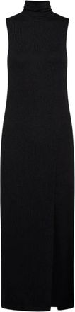 Vince Mouwenloze Turtleneck Jurk met Zijsplit - Dames - Casual kleedjes - Zwart - L - Polyester - Kleedjes