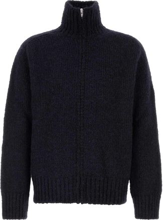 Jil Sander Midnight Blue Mohair Blend Cardigan