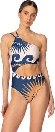 Kibys Sacred Sun Hannah Cobalt Trikini One Piece in Navy Blue Print at Nordstrom, Size Medium