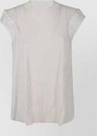 sacai cap sleeve mesh knit pullover