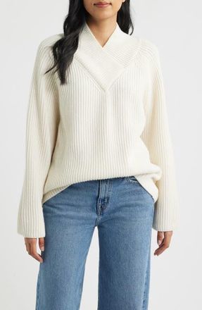 Mavi Wool Blend V-Neck Sweater in Antique White at Nordstrom, Size X-Small