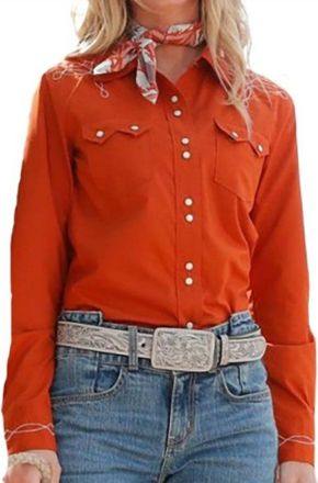 Cruel Girl Womens Western Snap Boot Stitch Shirt In Brown