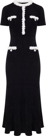 Self Portrait LONG RIBBED KNIT DRESS WITH CONTRASTING FLORAL PROFILES - Self-portrait - Woman