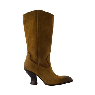 Diesel Schoenen, Dames, Bruin, 38 EU, Leer, D-Luffy 75 Tube Hoge Laarzen
