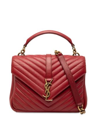 Saint Laurent 2017 Medium Quilted Chevron Sheepskin College satchel - women - Leather - One Size - Red