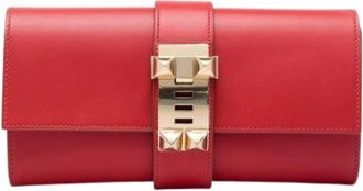 Herm&egrave;s Pre-owned Medor Clutch - Dames - Vintage Clutch - Rood - ONE Size - Leer - Vintage