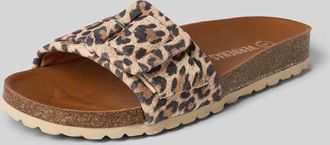 Verbenas Slides aus Leder mit Dornschlie&szlig;e Modell REIKO in Camel, Gr&ouml;&szlig;e 37