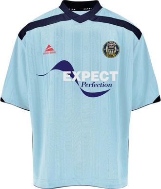 Martine Rose Sportswear, male, Blue, Size: M Ribbed V-neck T-shirt