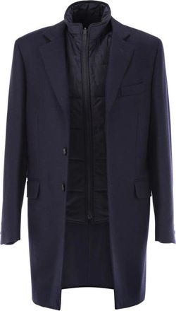 Fay Double Coat - male - Fay - Single-Breasted Coats - Blue - 2XL - Coats