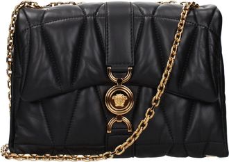 Versace Black Leather Shoulder Womens Bag
