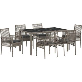 vidaXL Conjunto De Comedor De Jard&iacute;n 7 Pcs Gris Polirat&aacute;n Vidaxl
