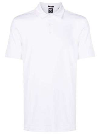 BOSS logo-print organic cotton polo shirt - White